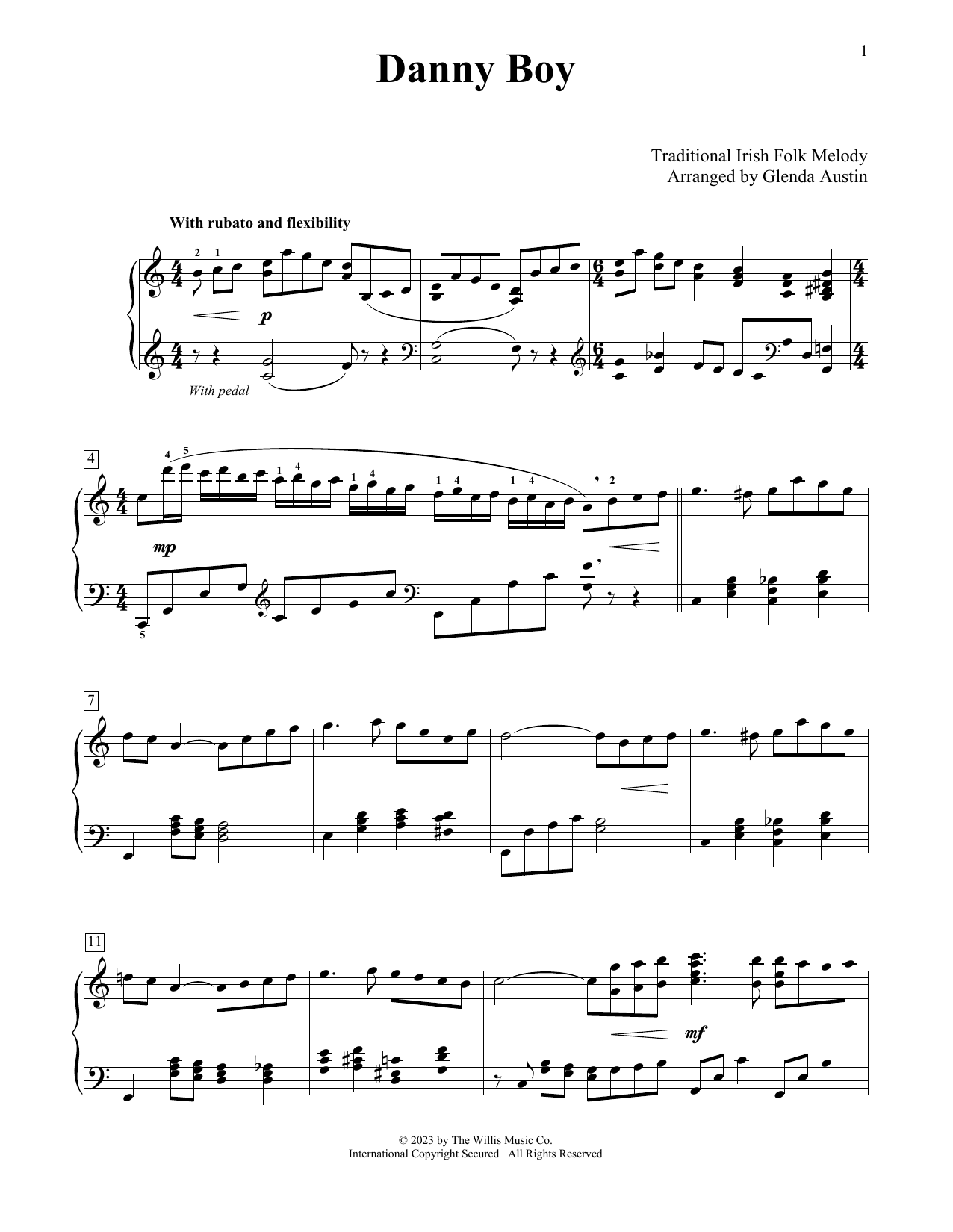 Frederick Edward Weatherly Danny Boy (arr. Glenda Austin) Sheet Music Notes & Chords for Educational Piano - Download or Print PDF