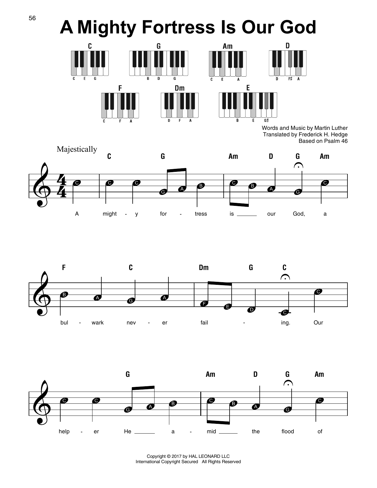 Frederick H. Hedge A Mighty Fortress Is Our God Sheet Music Notes & Chords for Accordion - Download or Print PDF