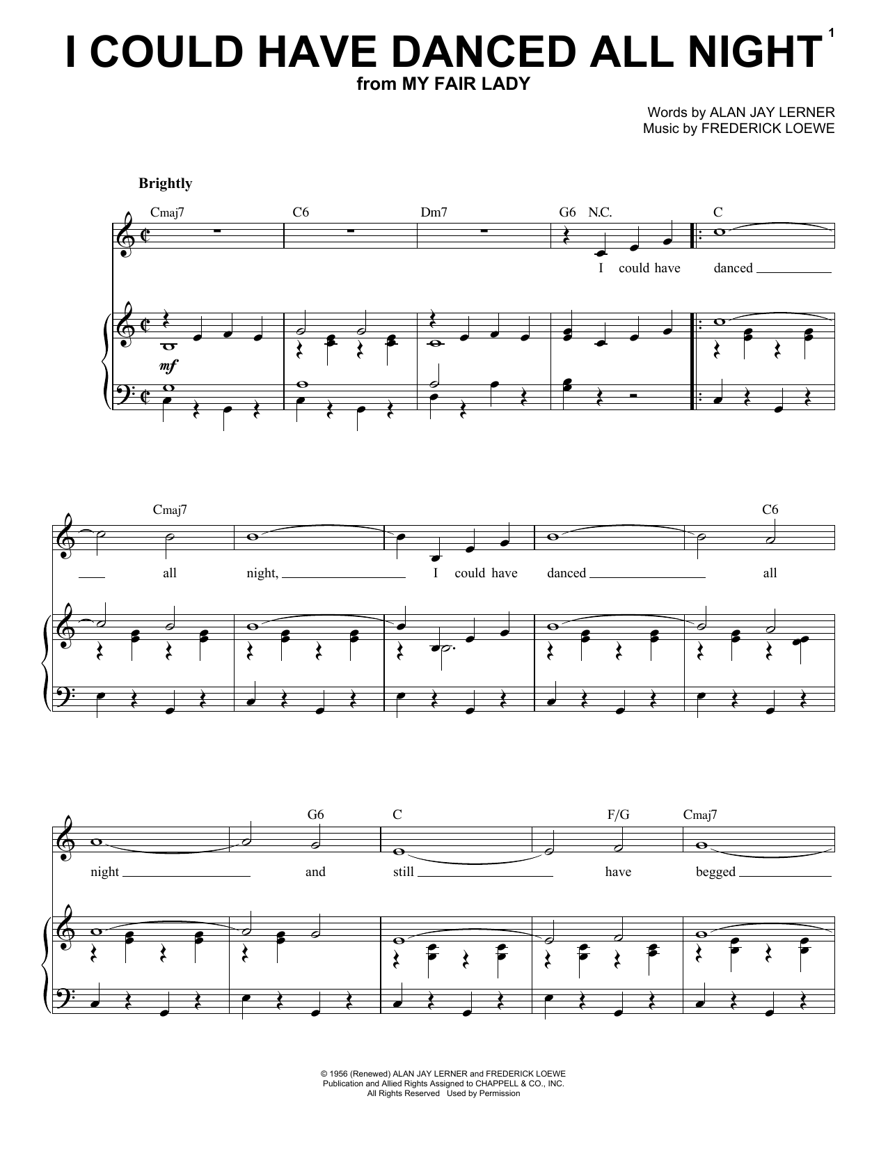 Frederick Loewe I Could Have Danced All Night Sheet Music Notes & Chords for Piano & Vocal - Download or Print PDF