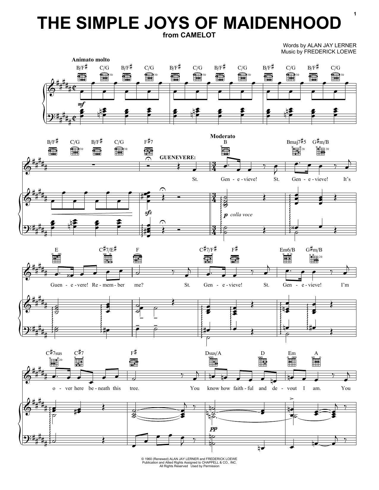 Frederick Loewe The Simple Joys Of Maidenhood Sheet Music Notes & Chords for Vocal Pro + Piano/Guitar - Download or Print PDF