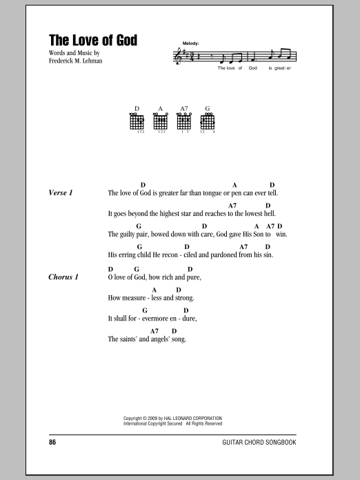 Frederick M. Lehman The Love of God Sheet Music Notes & Chords for Choral - Download or Print PDF
