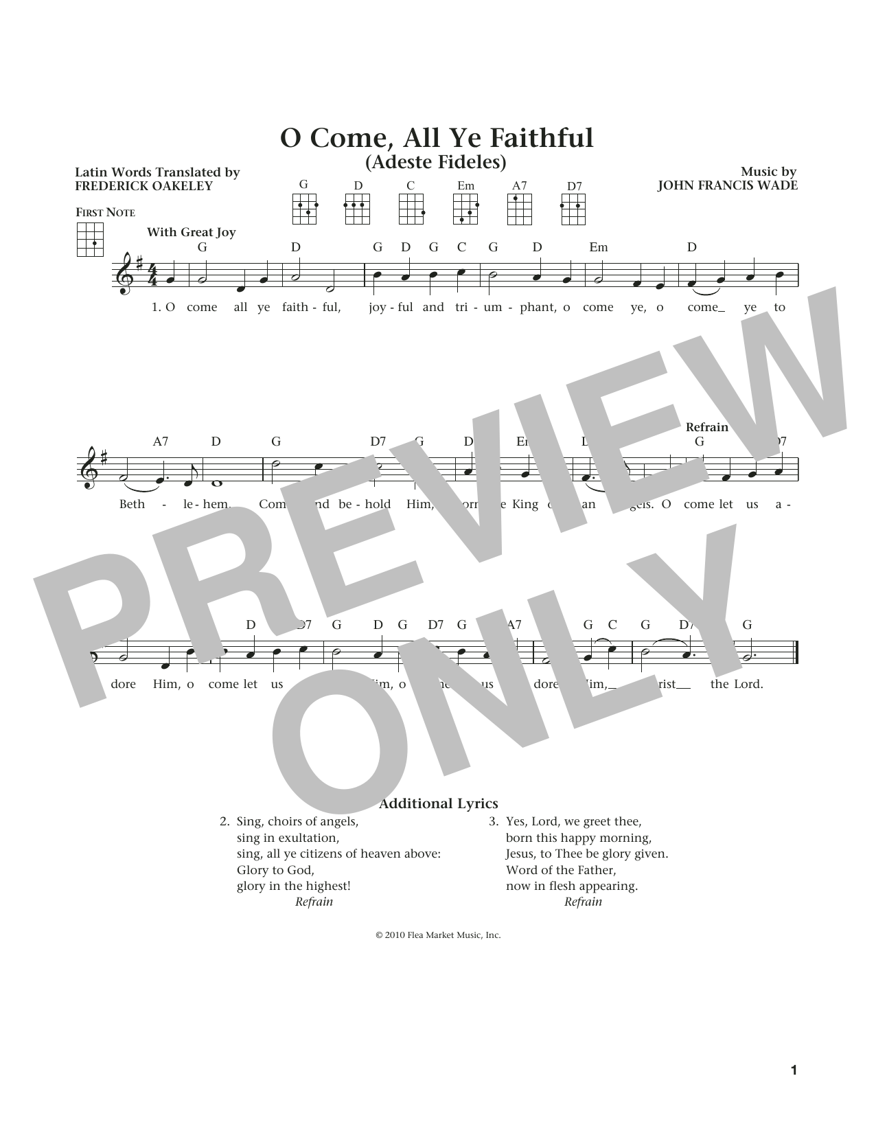 Frederick Oakeley (English) O Come, All Ye Faithful (from The Daily Ukulele) (arr. Liz and Jim Beloff) Sheet Music Notes & Chords for Ukulele - Download or Print PDF