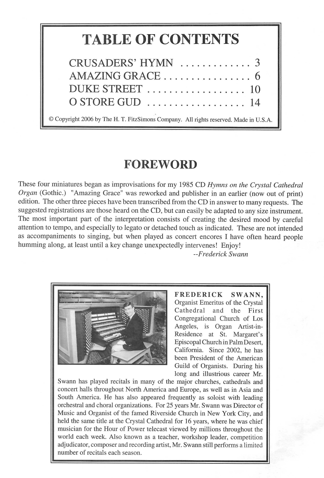 Frederick Swann Four Hymn Improvisations For Organ Sheet Music Notes & Chords for Organ - Download or Print PDF