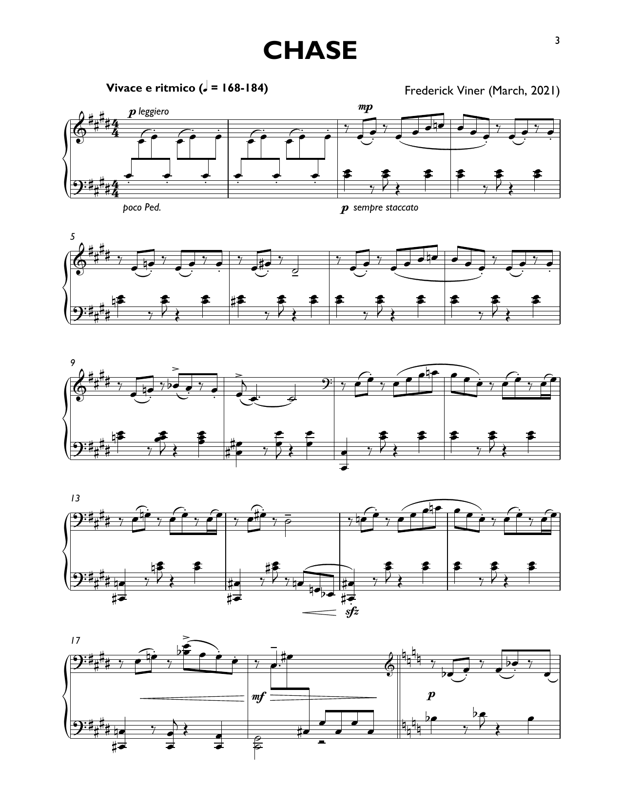 Frederick Viner Chase Sheet Music Notes & Chords for Piano Solo - Download or Print PDF