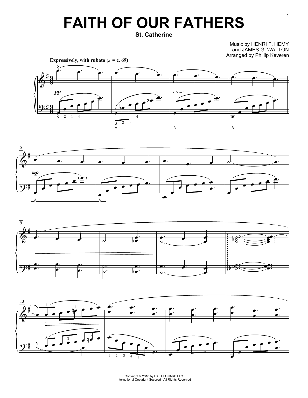 Frederick William Faber Faith Of Our Fathers [Classical version] (arr. Phillip Keveren) Sheet Music Notes & Chords for Piano - Download or Print PDF