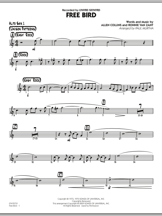 Roger Holmes Free Bird Alto Sax 1 Sheet Music Download Pdf Score 294305