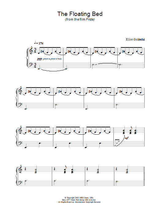 Elliot Goldenthal The Floating Bed (from Frida) Sheet Music Notes & Chords for Piano - Download or Print PDF