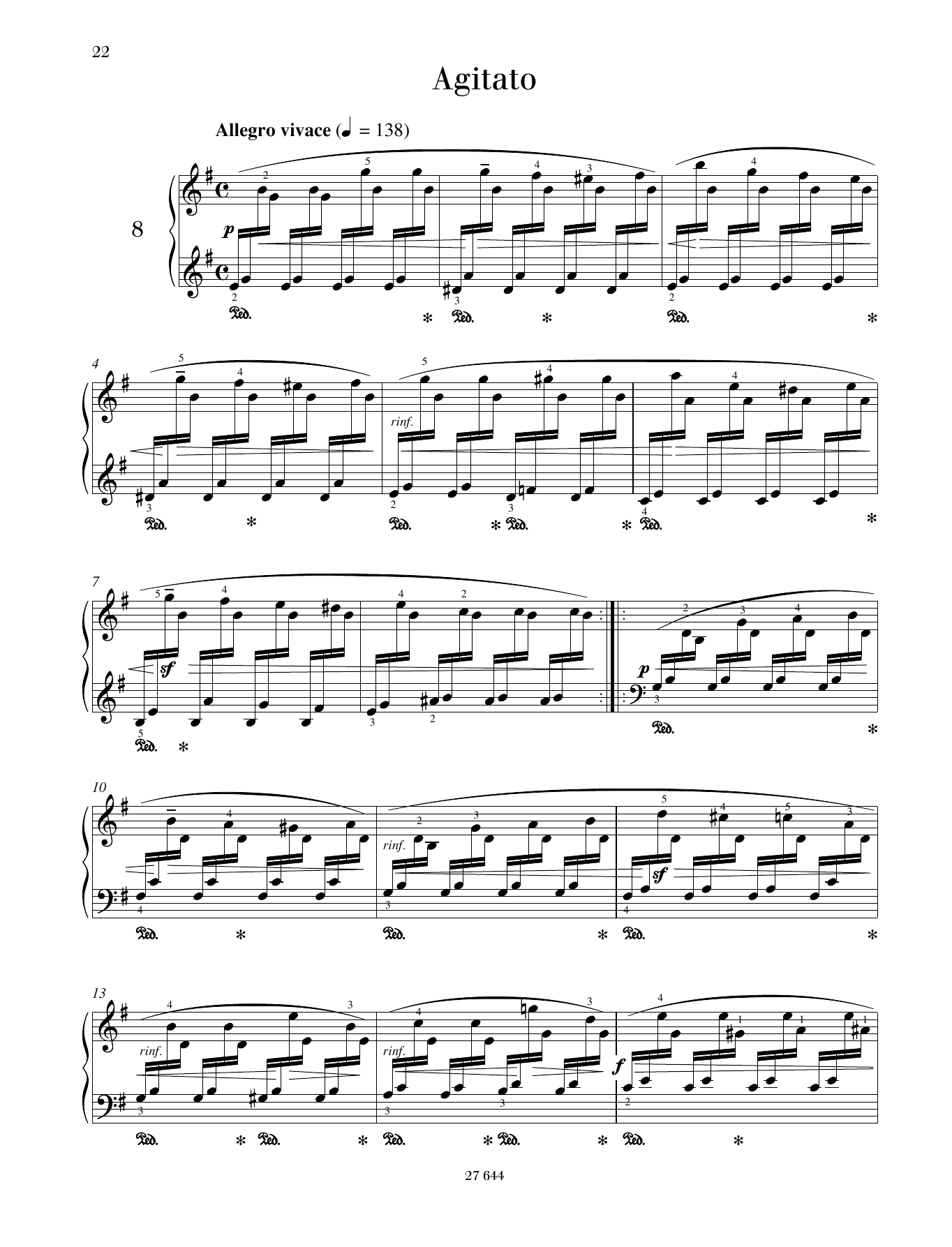 Friedrich Burgmuller Agitato Sheet Music Notes & Chords for Piano Solo - Download or Print PDF