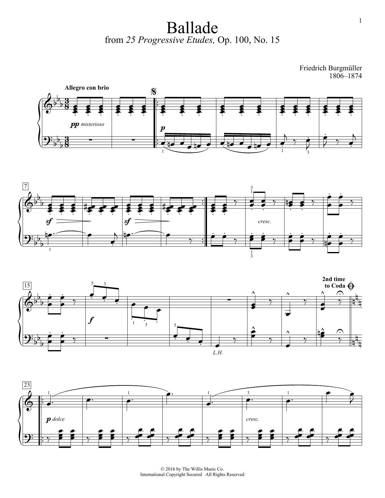 Friedrich Burgmuller Ballade Sheet Music Notes & Chords for Educational Piano - Download or Print PDF