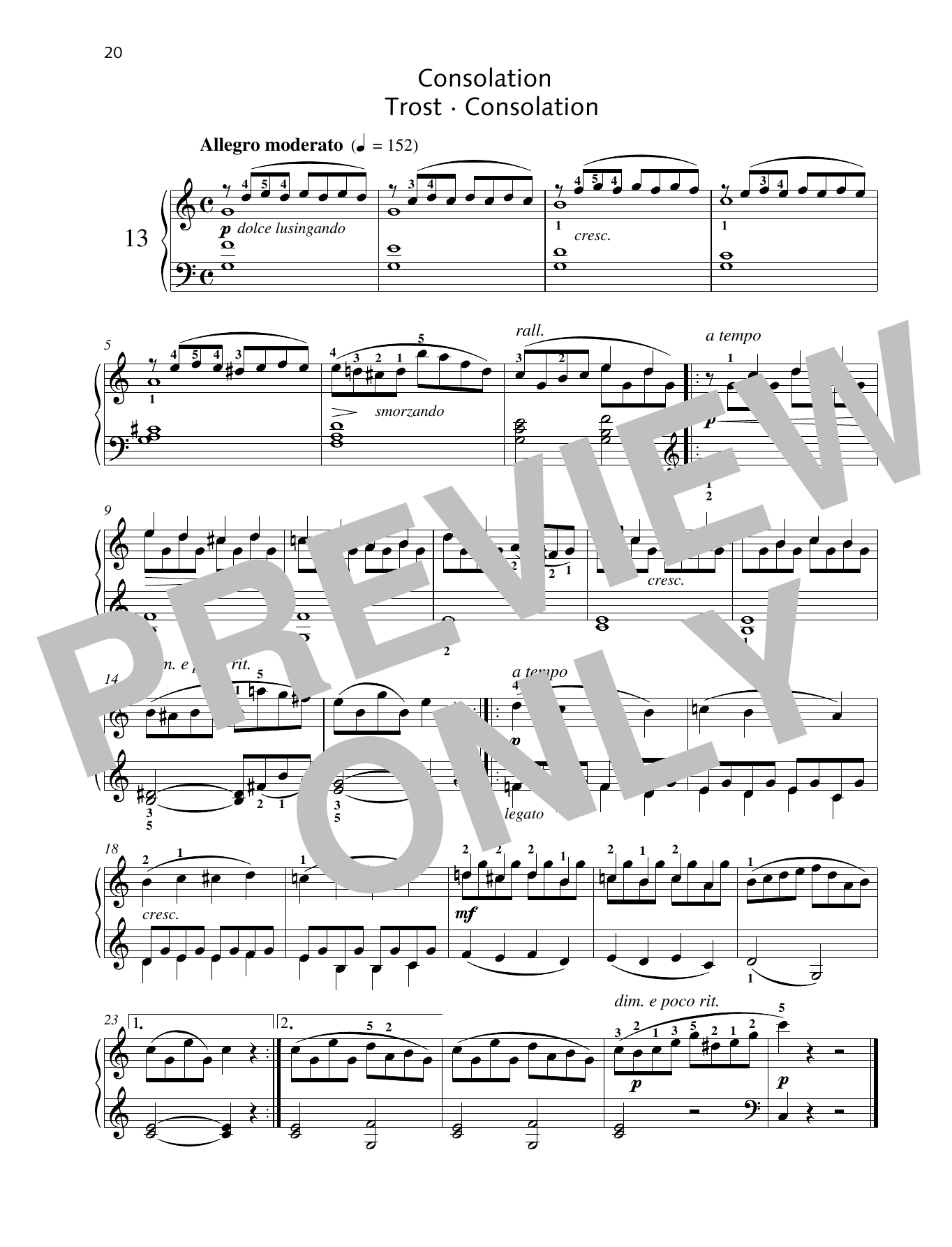 Friedrich Burgmuller Consolation Sheet Music Notes & Chords for Piano Solo - Download or Print PDF