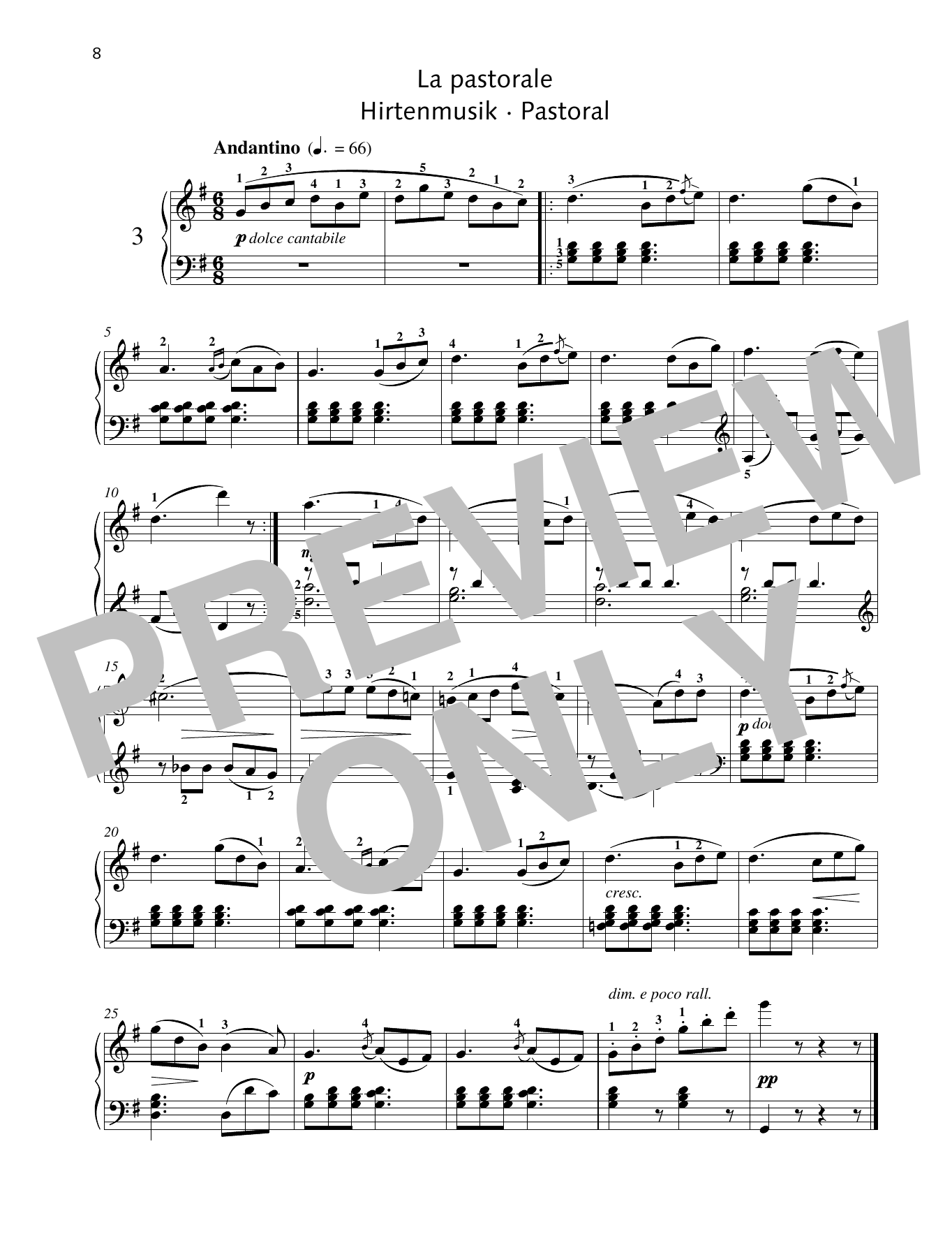 Friedrich Burgmuller Pastoral Sheet Music Notes & Chords for Piano Solo - Download or Print PDF