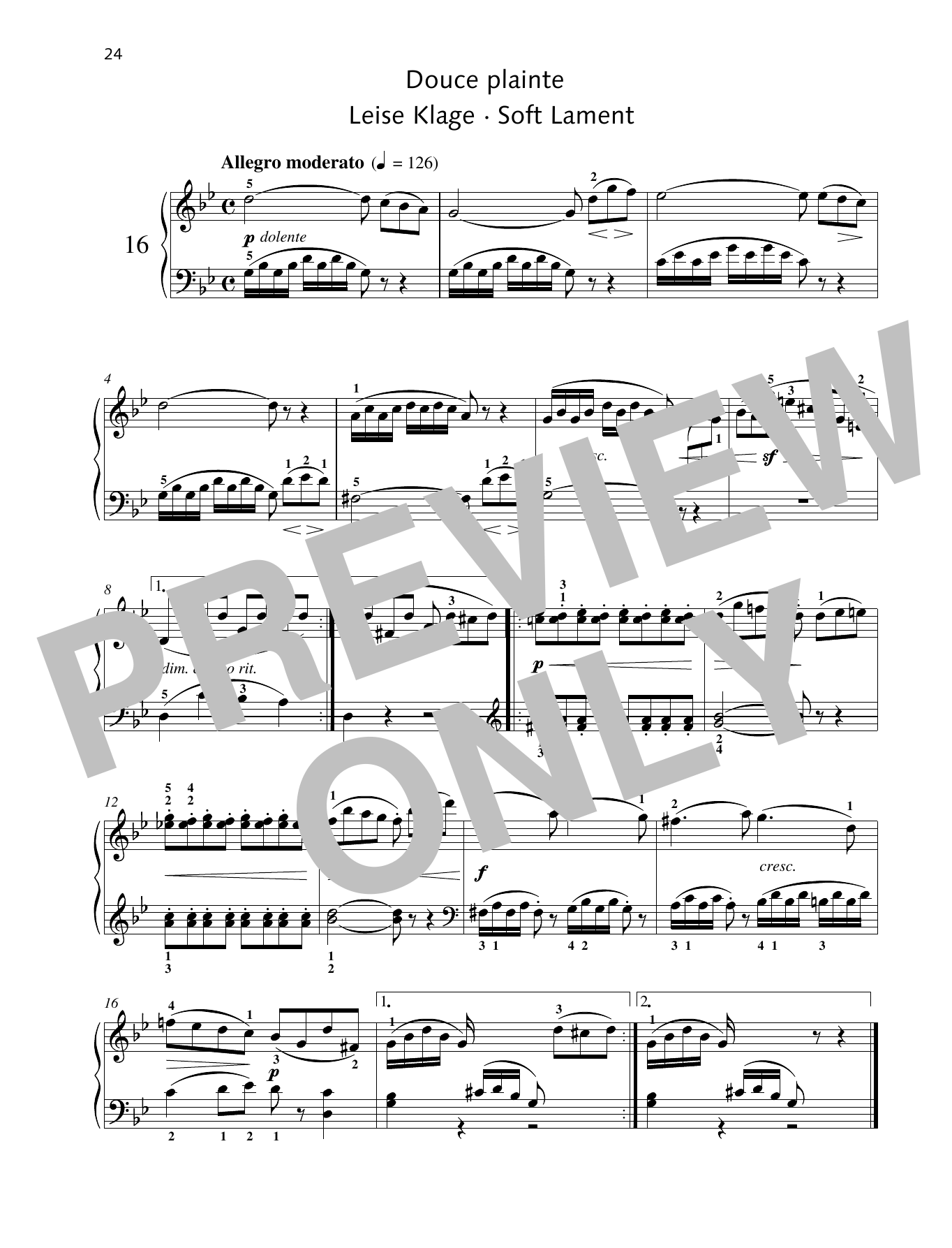 Friedrich Burgmuller Soft Lament Sheet Music Notes & Chords for Piano Solo - Download or Print PDF