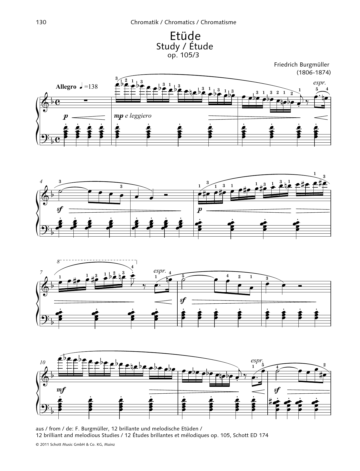 Friedrich Burgmuller Study Sheet Music Notes & Chords for Piano Solo - Download or Print PDF
