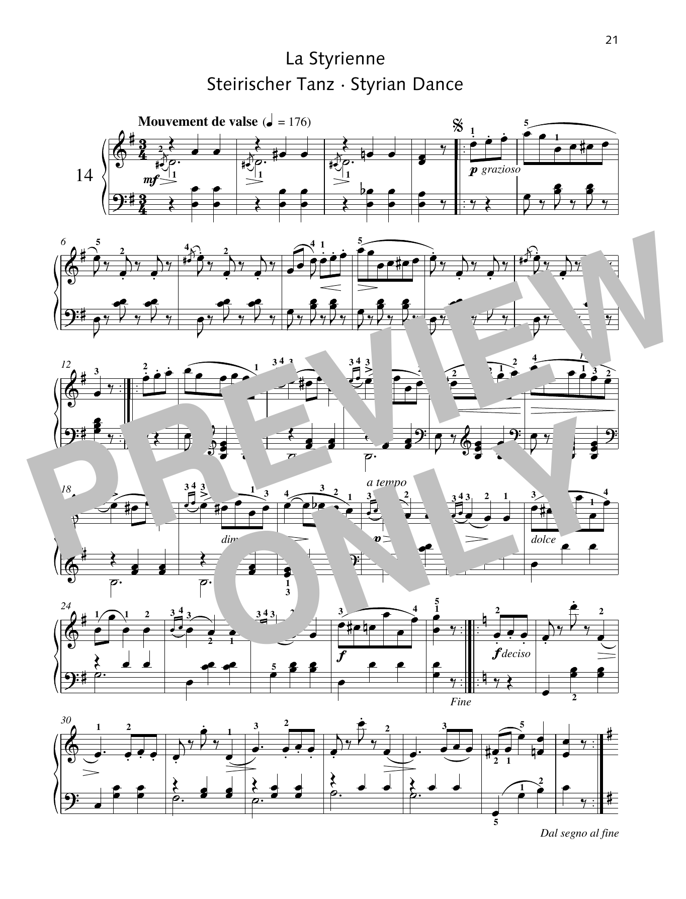 Friedrich Burgmuller Styrian Dance Sheet Music Notes & Chords for Piano Solo - Download or Print PDF