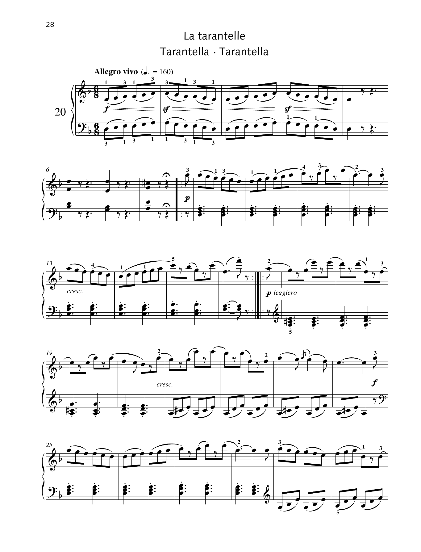 Friedrich Burgmuller Tarantella Sheet Music Notes & Chords for Piano Solo - Download or Print PDF