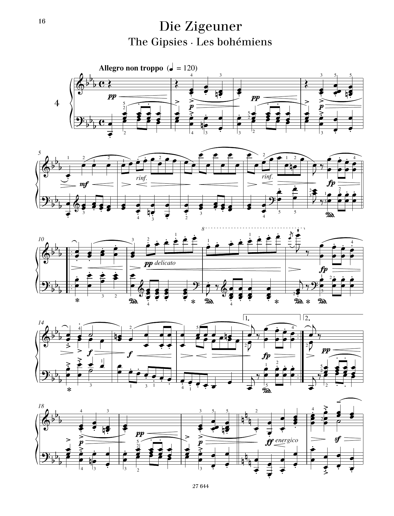 Friedrich Burgmuller The Gipsies Sheet Music Notes & Chords for Piano Solo - Download or Print PDF
