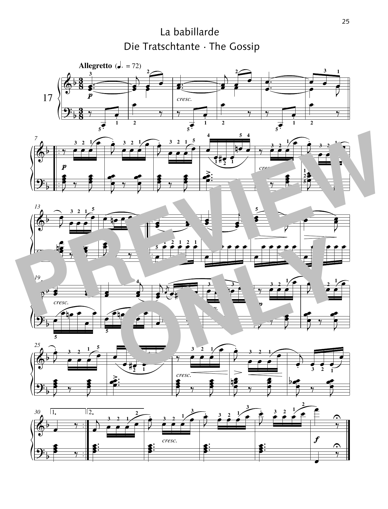 Friedrich Burgmuller The Gossip Sheet Music Notes & Chords for Piano Solo - Download or Print PDF