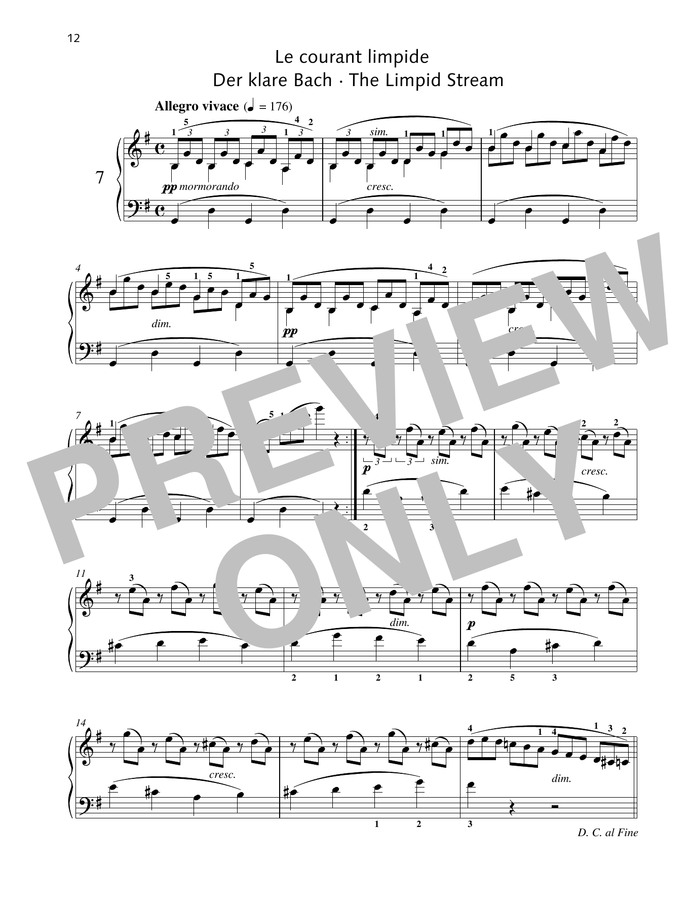 Friedrich Burgmuller The Limpid Stream Sheet Music Notes & Chords for Piano Solo - Download or Print PDF