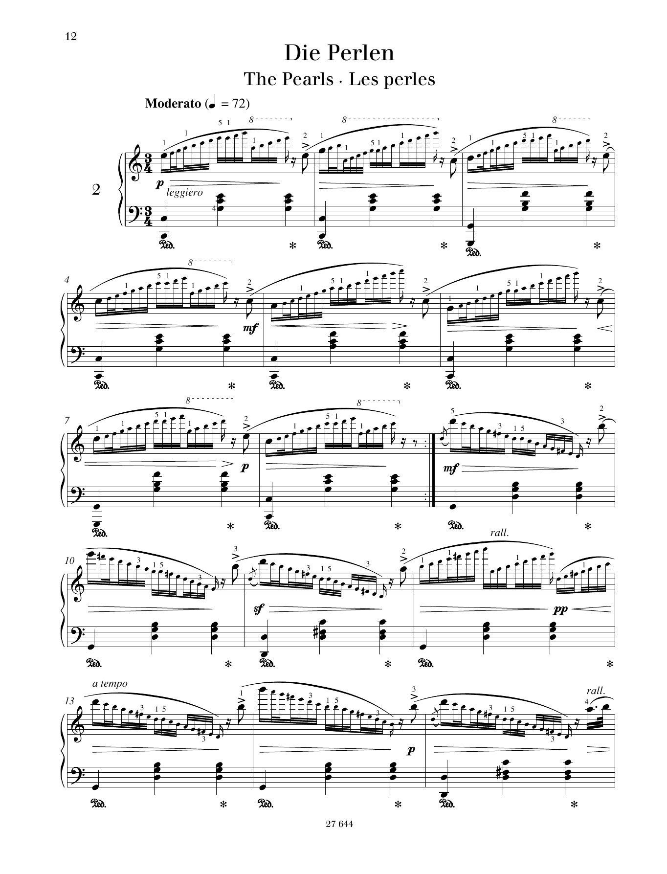 Friedrich Burgmuller The Pearls Sheet Music Notes & Chords for Piano Solo - Download or Print PDF