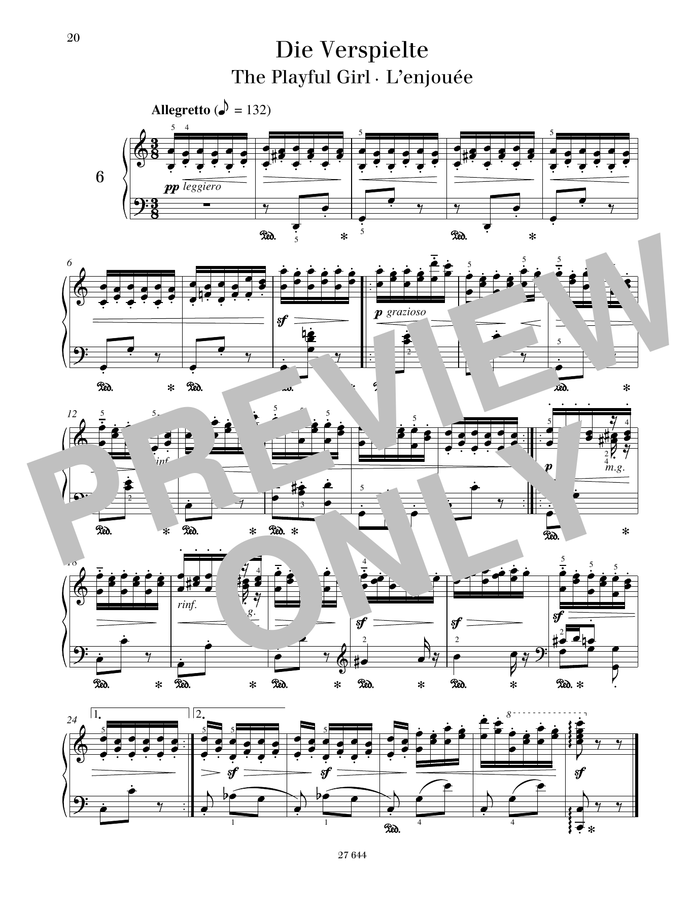 Friedrich Burgmuller The Playful Girl Sheet Music Notes & Chords for Piano Solo - Download or Print PDF