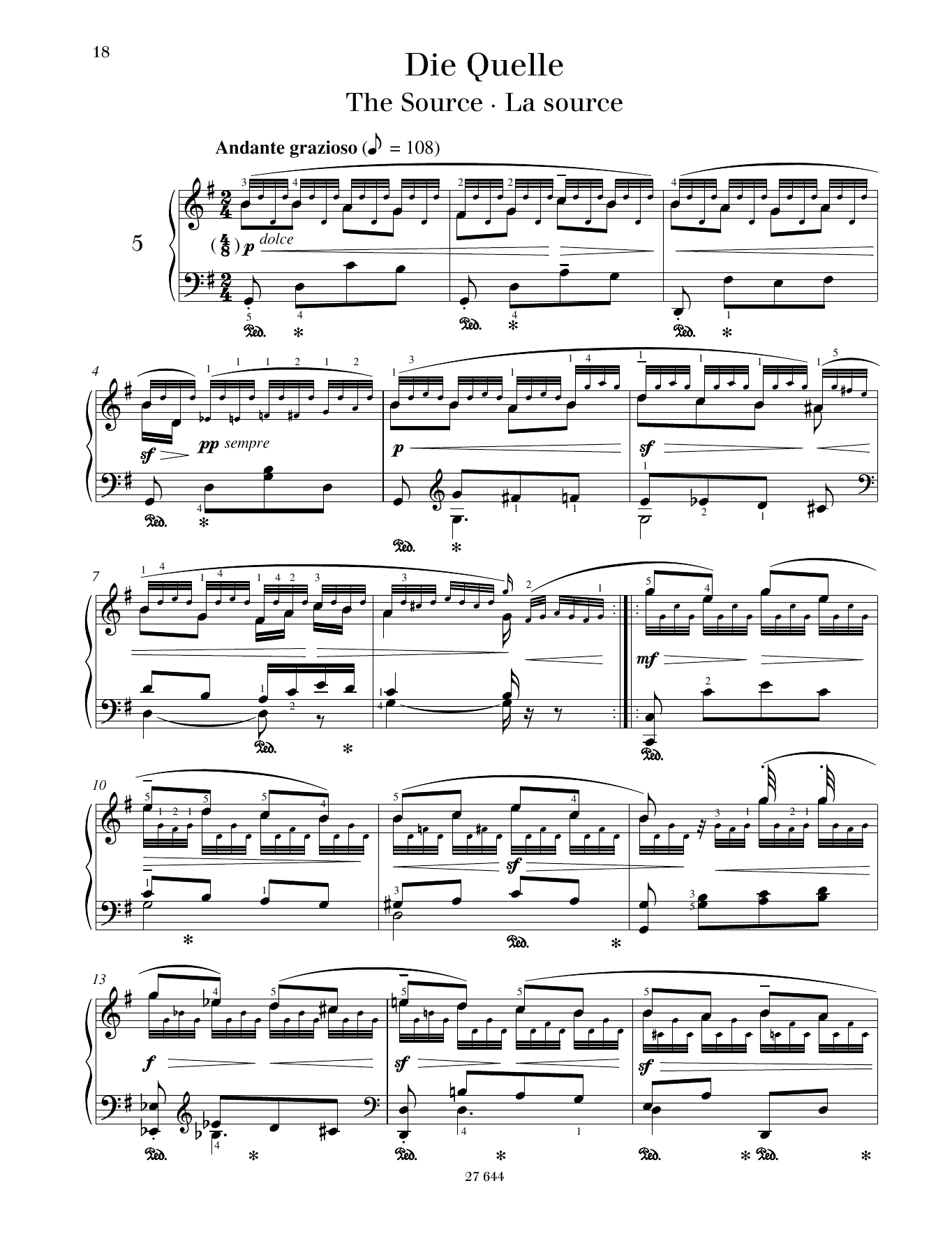 Friedrich Burgmuller The Source Sheet Music Notes & Chords for Piano Solo - Download or Print PDF