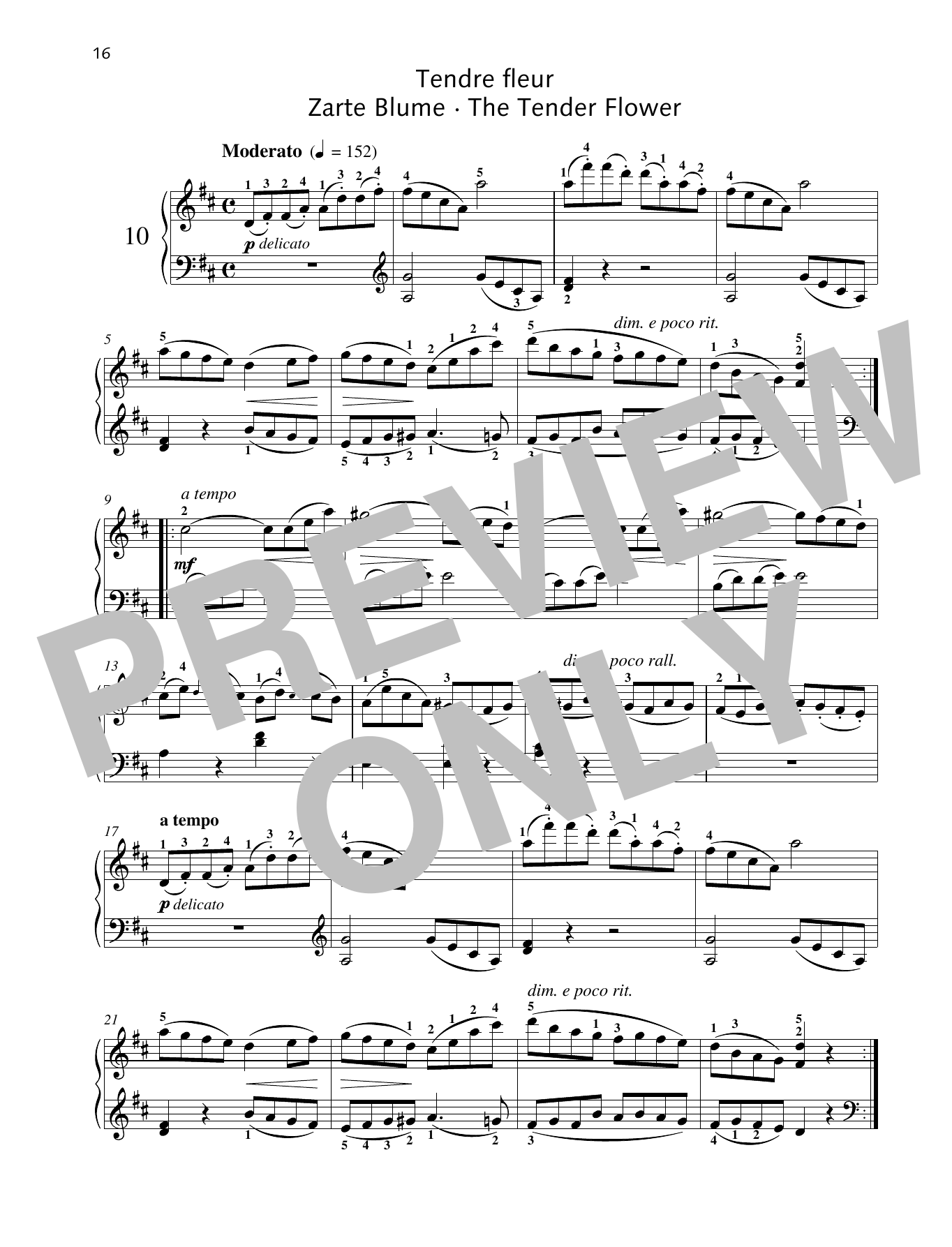 Friedrich Burgmuller The Tender Flower Sheet Music Notes & Chords for Piano Solo - Download or Print PDF