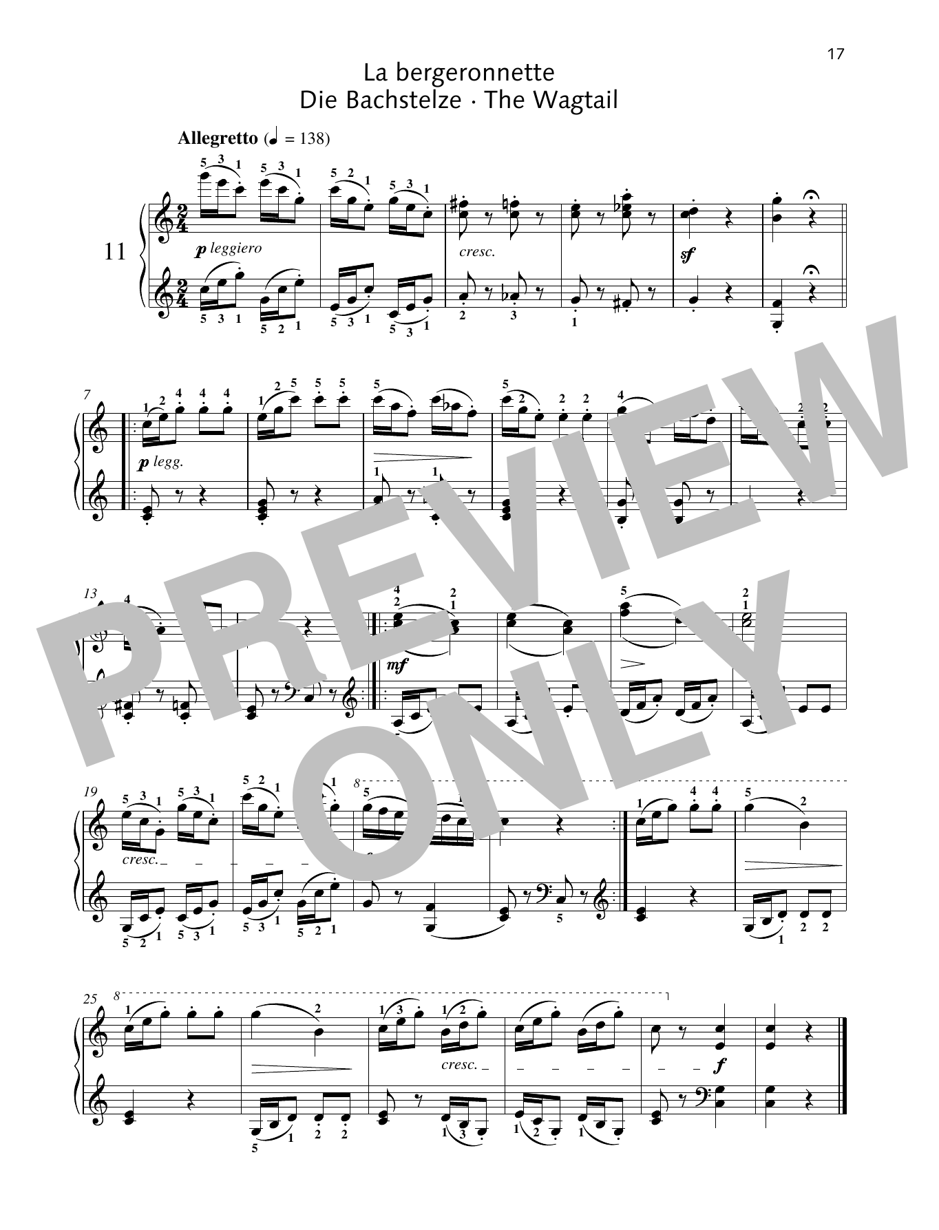 Friedrich Burgmuller The Wagtail Sheet Music Notes & Chords for Piano Solo - Download or Print PDF