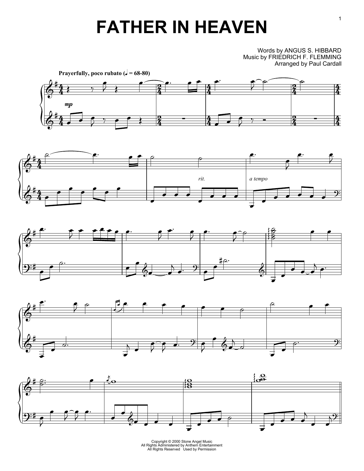 Friedrich F. Flemming Father In Heaven (arr. Paul Cardall) Sheet Music Notes & Chords for Piano Solo - Download or Print PDF