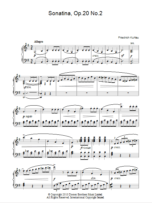 Sonatina, Op. 20, No. 2 sheet music