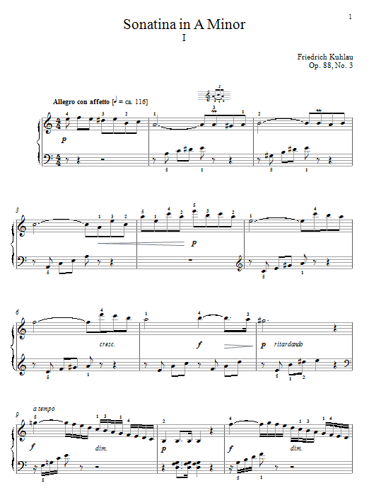 Sonatina In A Minor, Op. 88, No. 3 sheet music