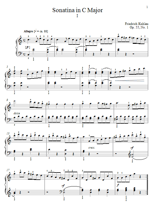 Sonatina In C Major, Op. 55, No. 1 sheet music