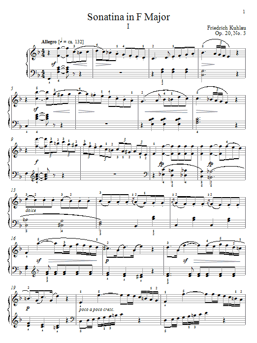 Sonatina In F Major, Op. 20, No. 3 sheet music