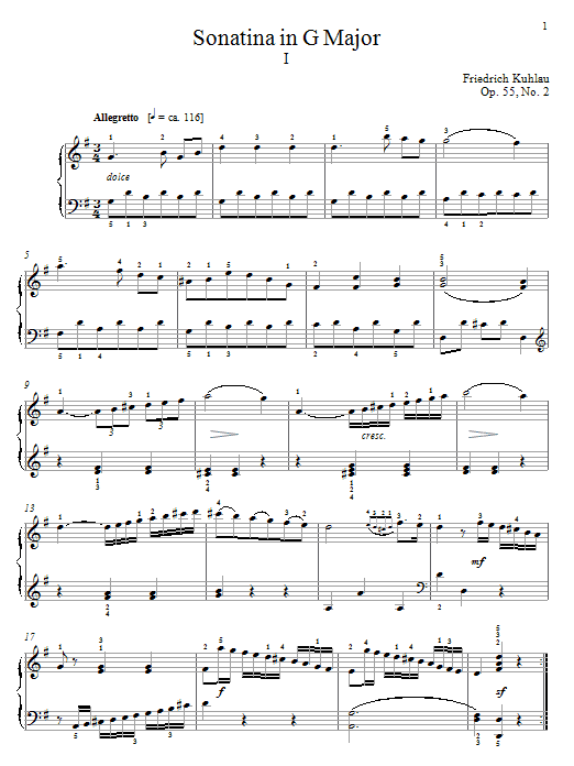 Preview Friedrich Kuhlau Sonatina In G Major, Op. 55, No. 2 Classical sheet music, notes and chords for Piano, SKU: 64107 Sonatina In G Major, Op. 55, No. 2 sheet music