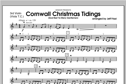 Cornwall Christmas Tidings (God Rest Ye Merry Gentlemen) - Violin 3 sheet music