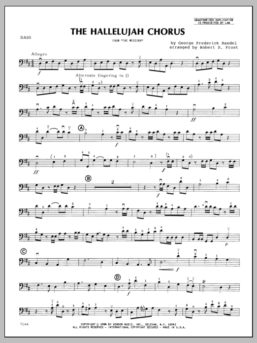 Preview Frost Hallelujah Chorus, The - Bass Classical sheet music, notes and chords for Orchestra, SKU: 322436 Hallelujah Chorus, The - Bass sheet music
