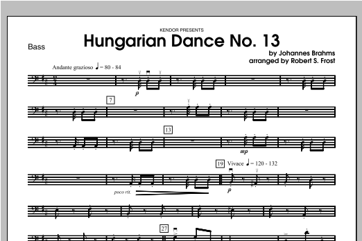 Hungarian Dance, No. 13 - Bass sheet music