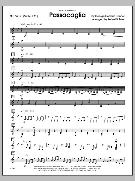 Passacaglia - Violin 3 sheet music