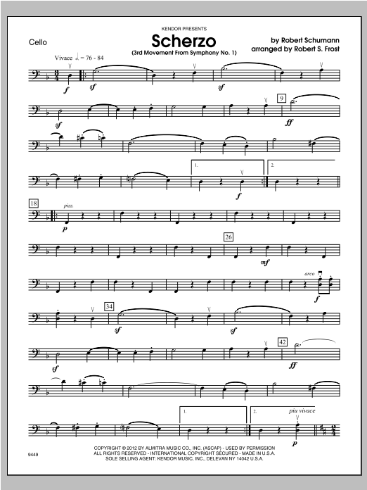Preview Frost Scherzo (3rd Movement From Symphony No. 1) - Cello Classical sheet music, notes and chords for Orchestra, SKU: 315857 Scherzo (3rd Movement From Symphony No. 1) - Cello sheet music