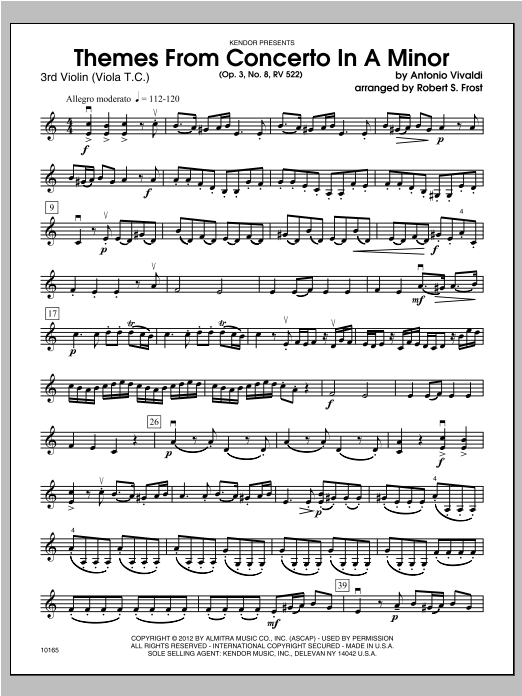 Themes From Concerto In A Minor (Op. 3, No. 8, RV 522) - Violin 3 sheet music