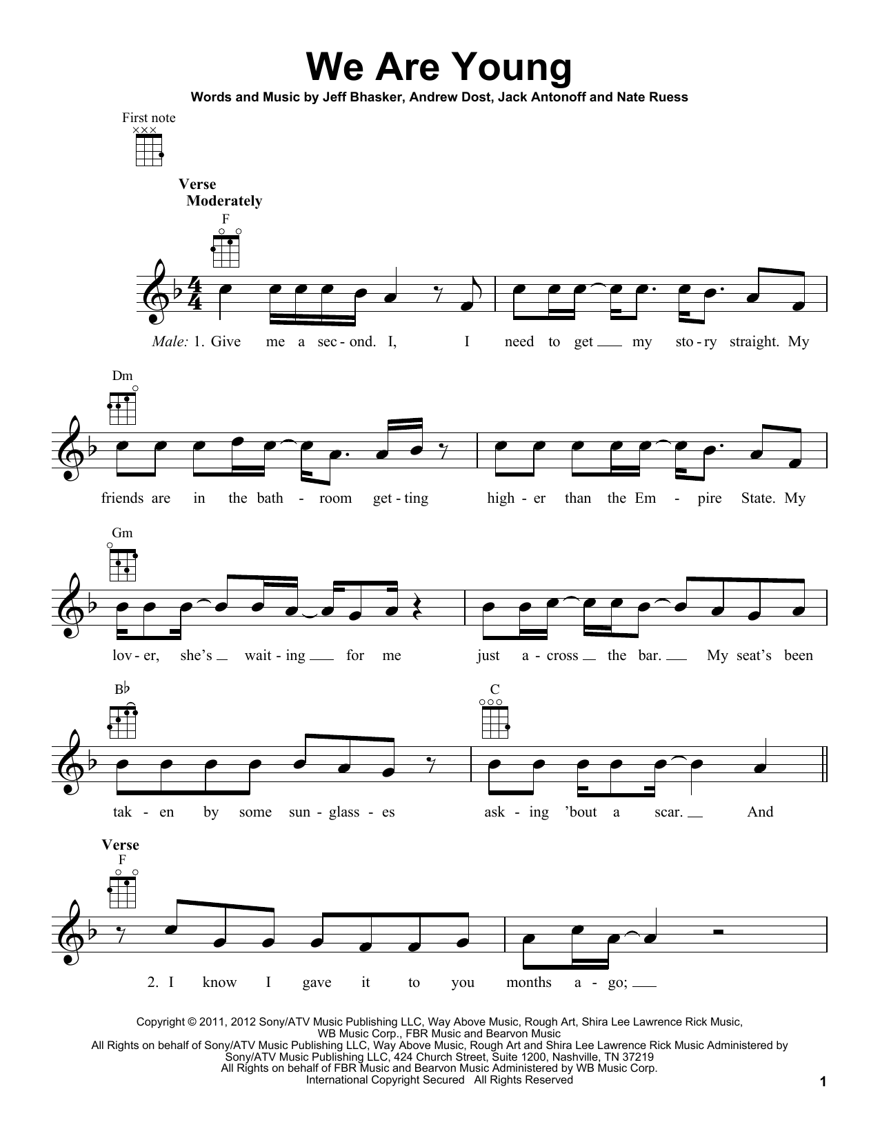 fun. We Are Young (feat. Janelle Monae) Sheet Music Notes & Chords for Ukulele - Download or Print PDF
