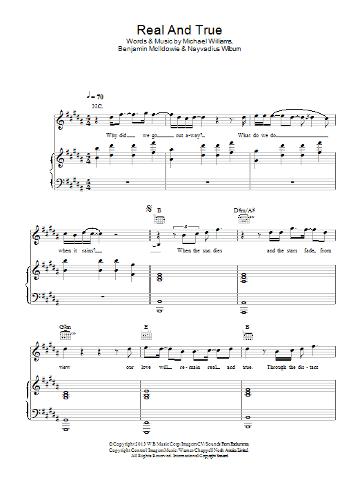 Future and Miley Cyrus feat. Mr Hudson Real And True Sheet Music Notes & Chords for Piano, Vocal & Guitar - Download or Print PDF