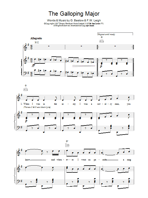 F.W. Leigh The Galloping Major Sheet Music Notes & Chords for Piano, Vocal & Guitar (Right-Hand Melody) - Download or Print PDF