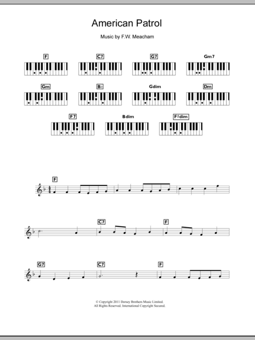 F.W. Meacham American Patrol Sheet Music Notes & Chords for Keyboard - Download or Print PDF