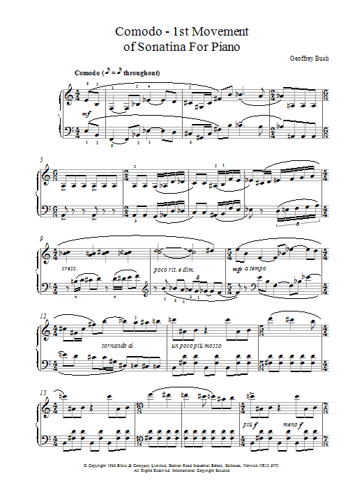 G Bush Comodo Sheet Music Notes & Chords for Piano - Download or Print PDF