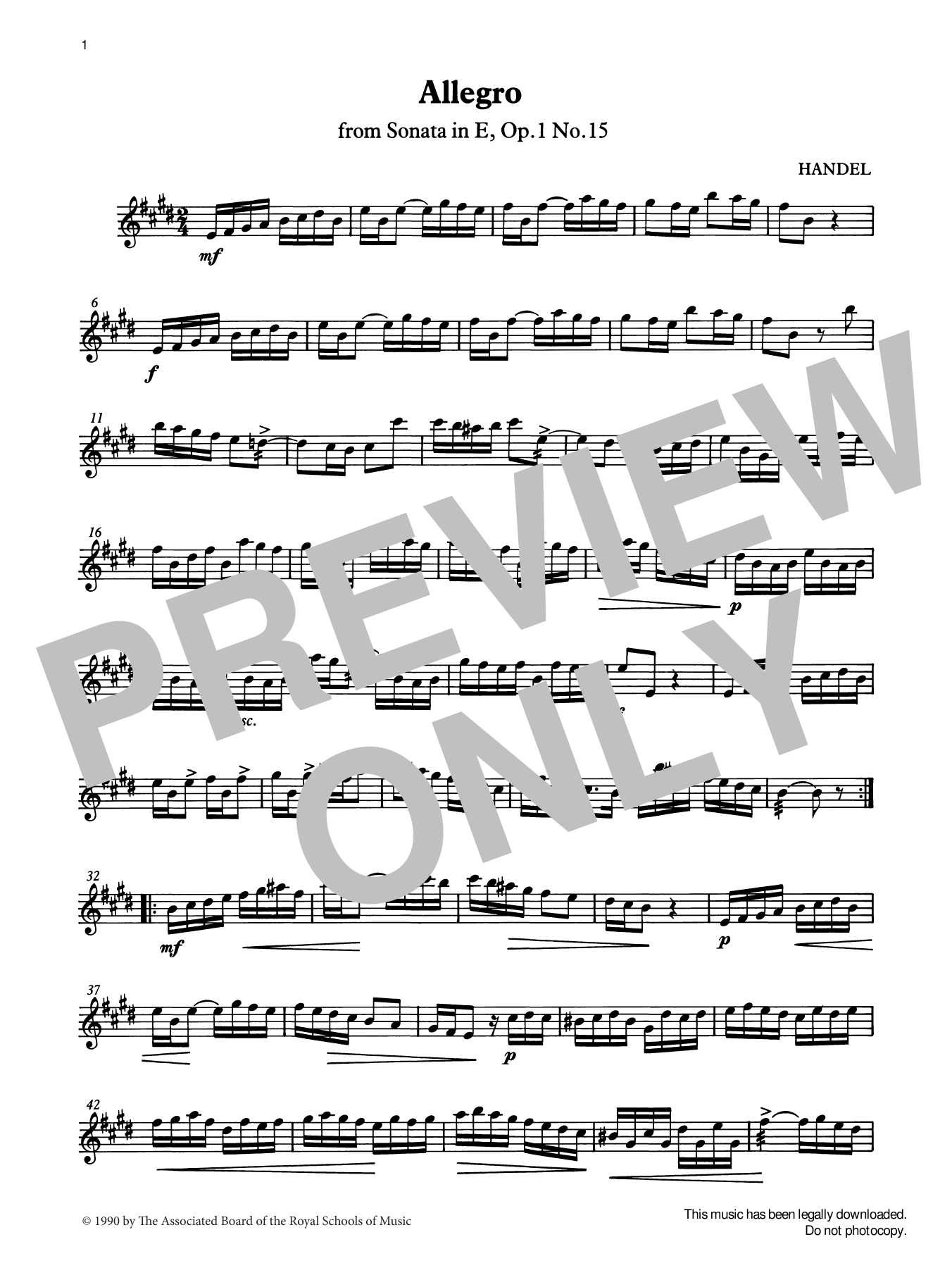 G. F. Handel Allegro (Handel) from Graded Music for Tuned Percussion, Book IV Sheet Music Notes & Chords for Percussion Solo - Download or Print PDF