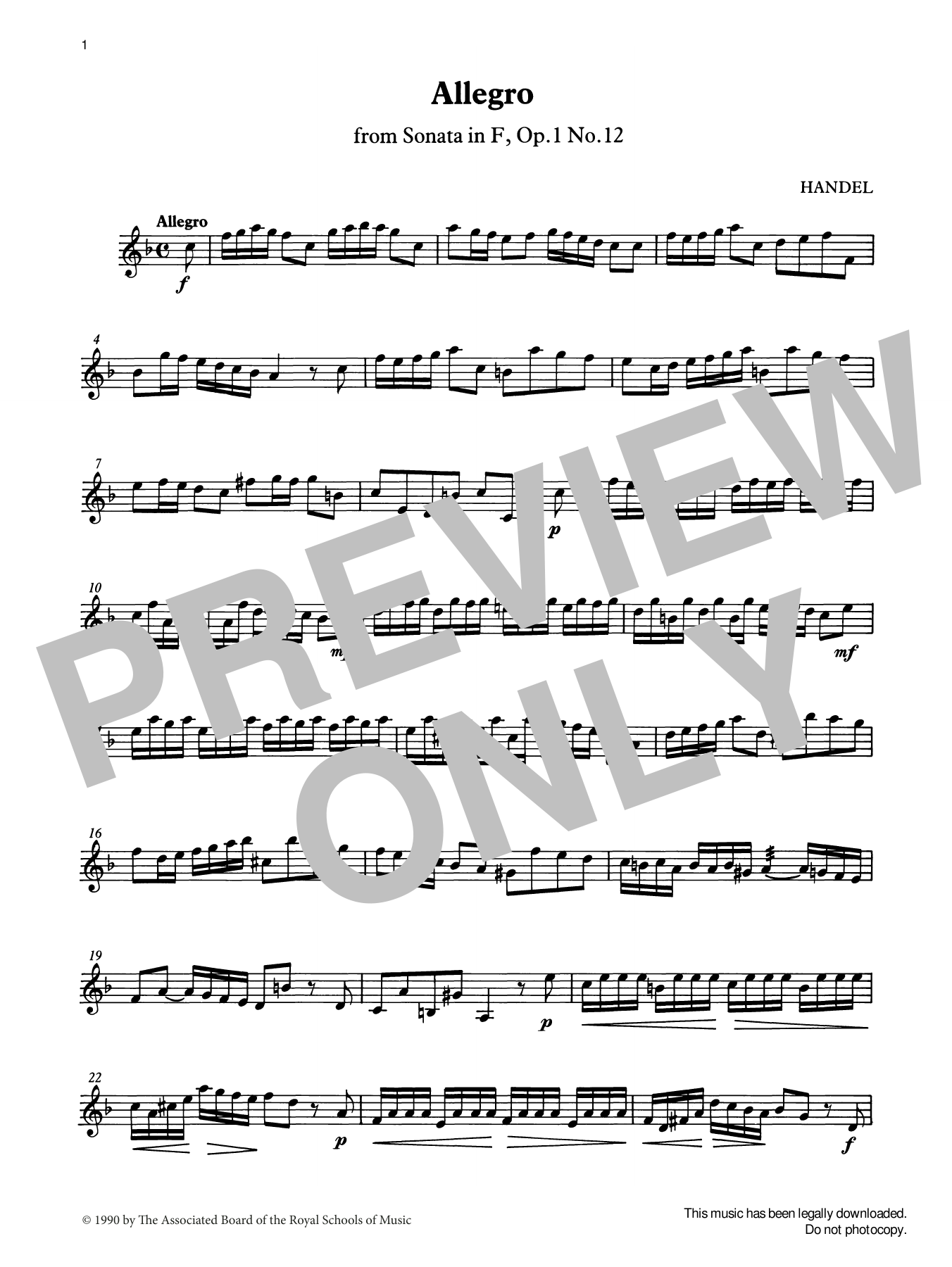G. F. Handel Allegro (score & part) from Graded Music for Tuned Percussion, Book III Sheet Music Notes & Chords for Percussion Solo - Download or Print PDF