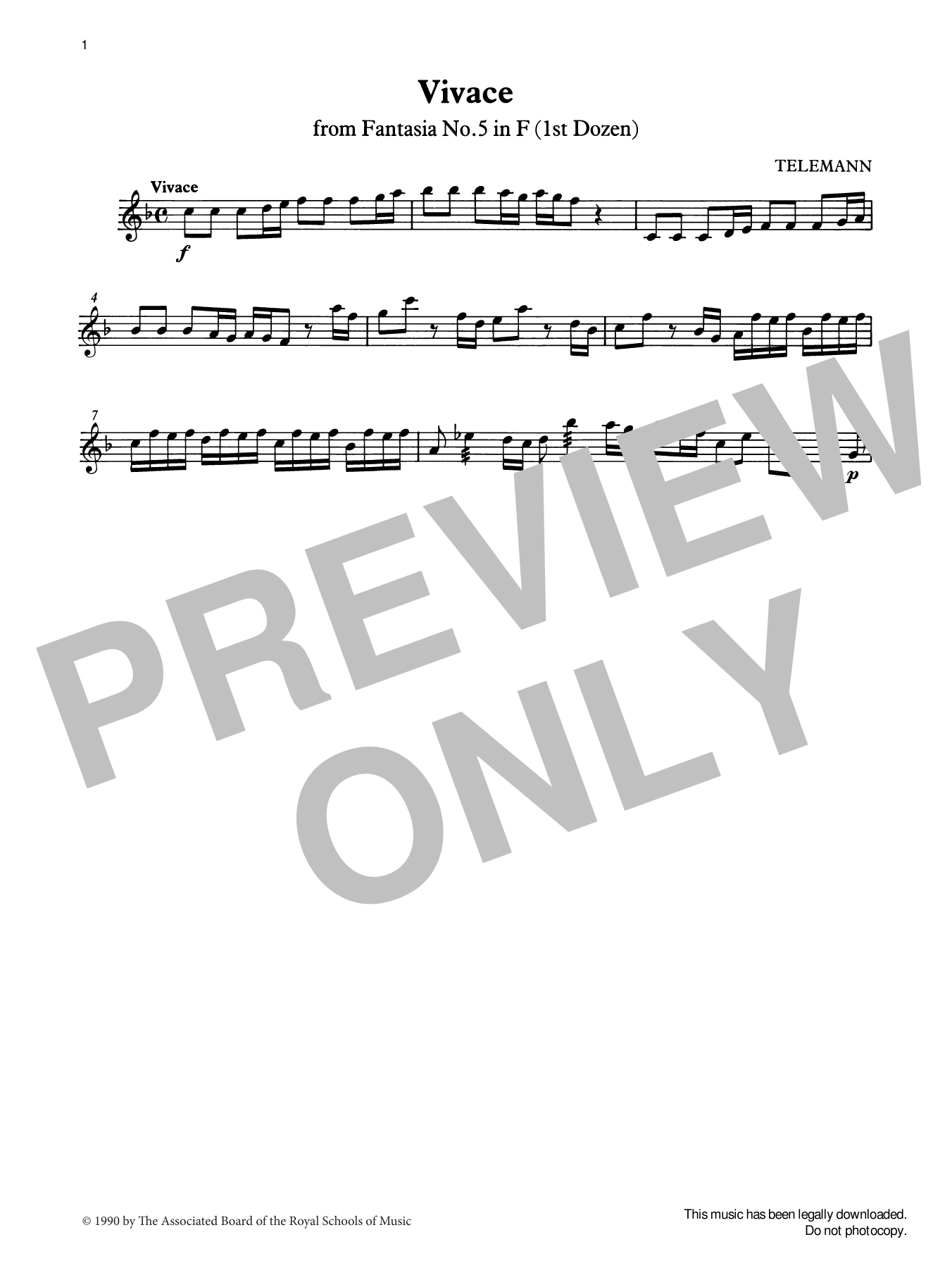 G. P. Telemann Vivace from Graded Music for Tuned Percussion, Book III Sheet Music Notes & Chords for Percussion Solo - Download or Print PDF