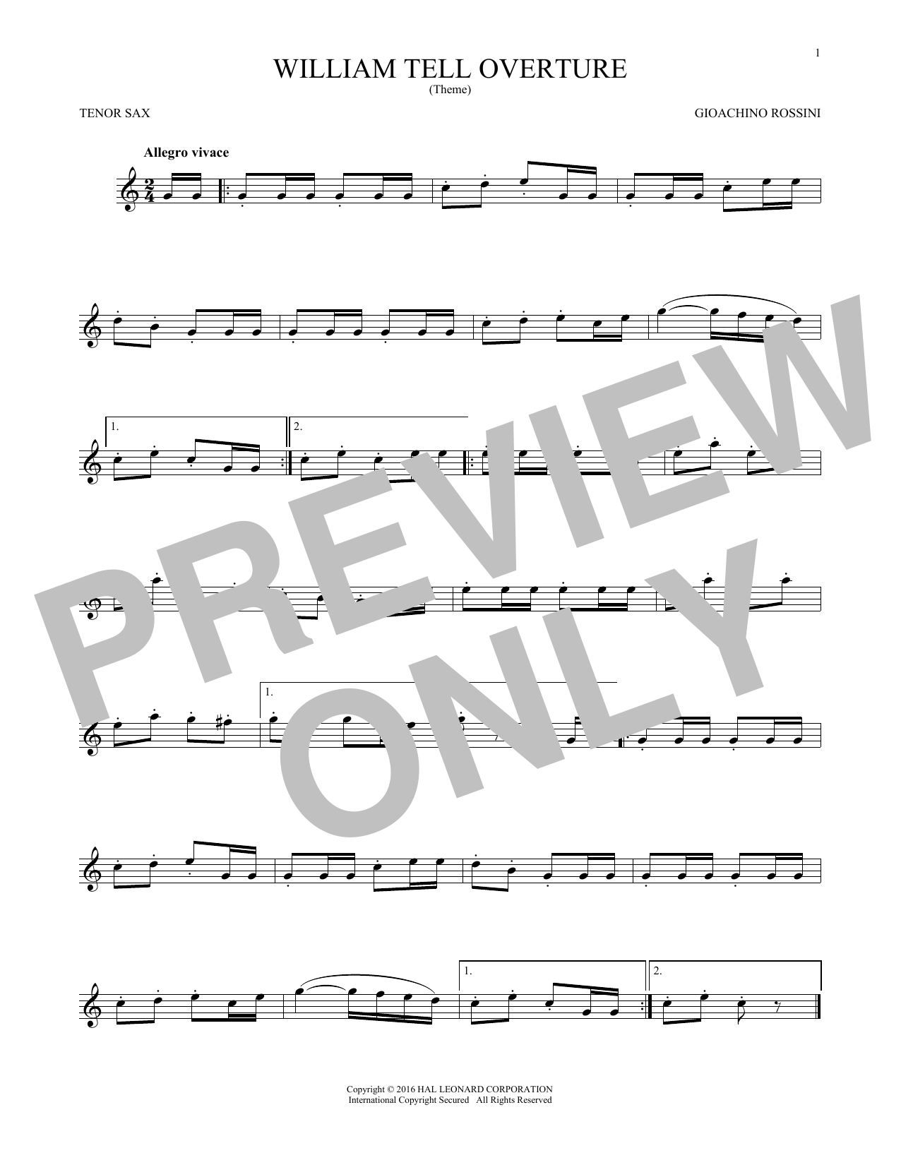 G. Rossini William Tell Overture Sheet Music Notes & Chords for Flute - Download or Print PDF