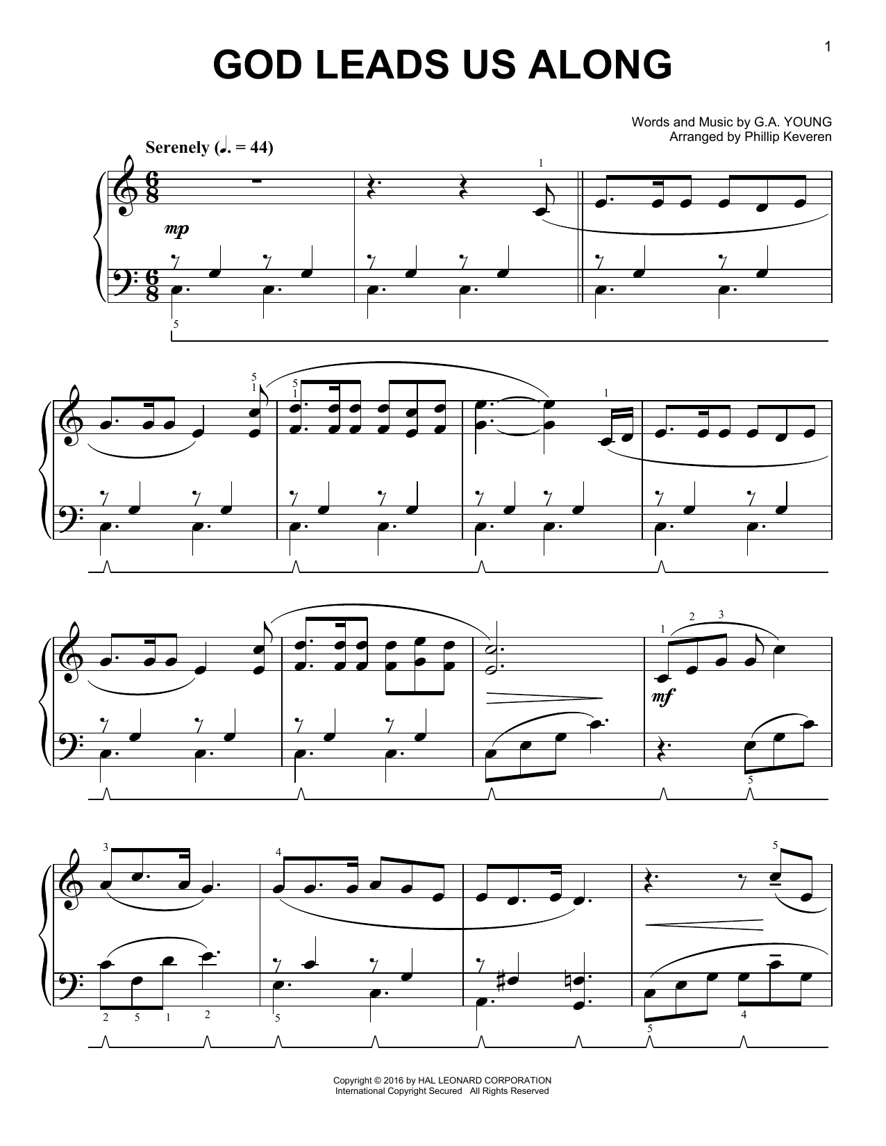 G.A. Young God Leads Us Along [Classical version] (arr. Phillip Keveren) Sheet Music Notes & Chords for Easy Piano - Download or Print PDF