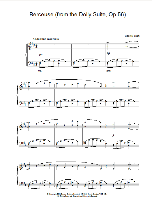 Gabriel Fauré Berceuse (from the Dolly Suite, Op.56) Sheet Music Notes & Chords for Beginner Piano - Download or Print PDF